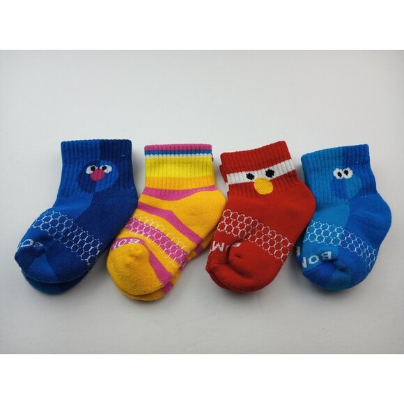 Bombas Toddler Sesame Street Cookie Big Bird Elmo Lot Of 4 Pairs Socks Size T